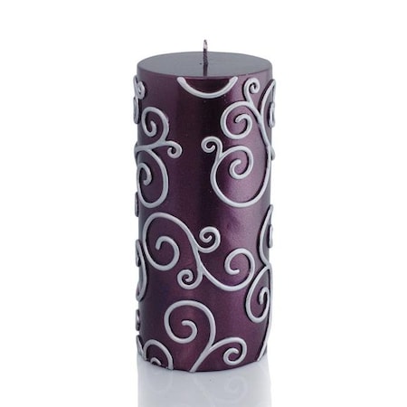 Jeco Jeco CPZ-110 3 x 6 in. Scroll Pillar Candle; Purple CPZ-110